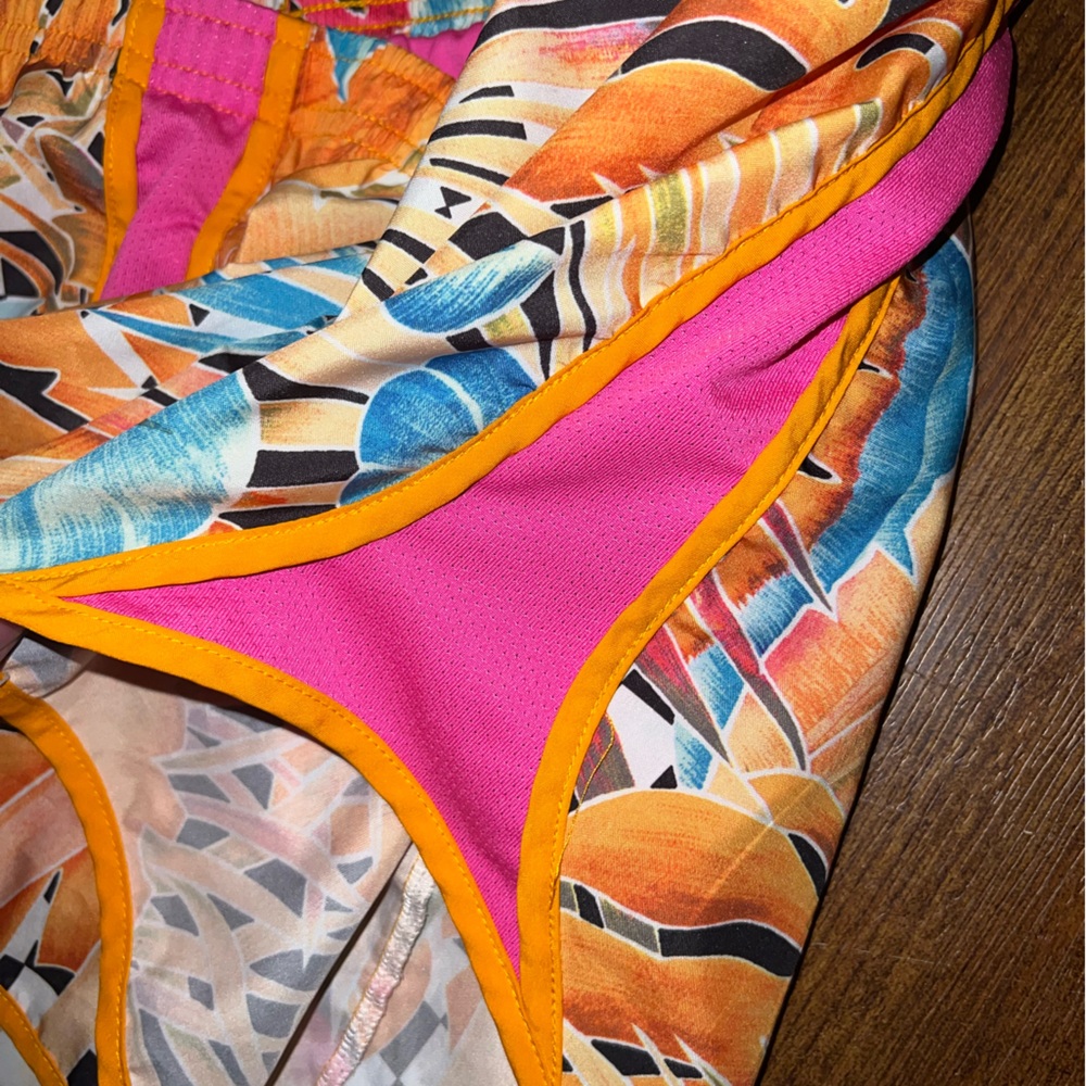 Nike Dri Fit Orange Pink Floral Tropical Activewear Workout Shorts Girls Size XL - Picture 6 of 8